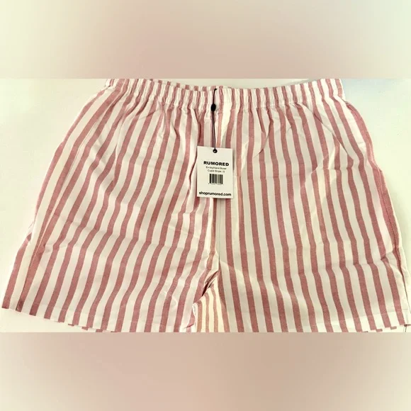 Rumored High Waist Striped Shorts in Pink and White - Picture 2 of 3